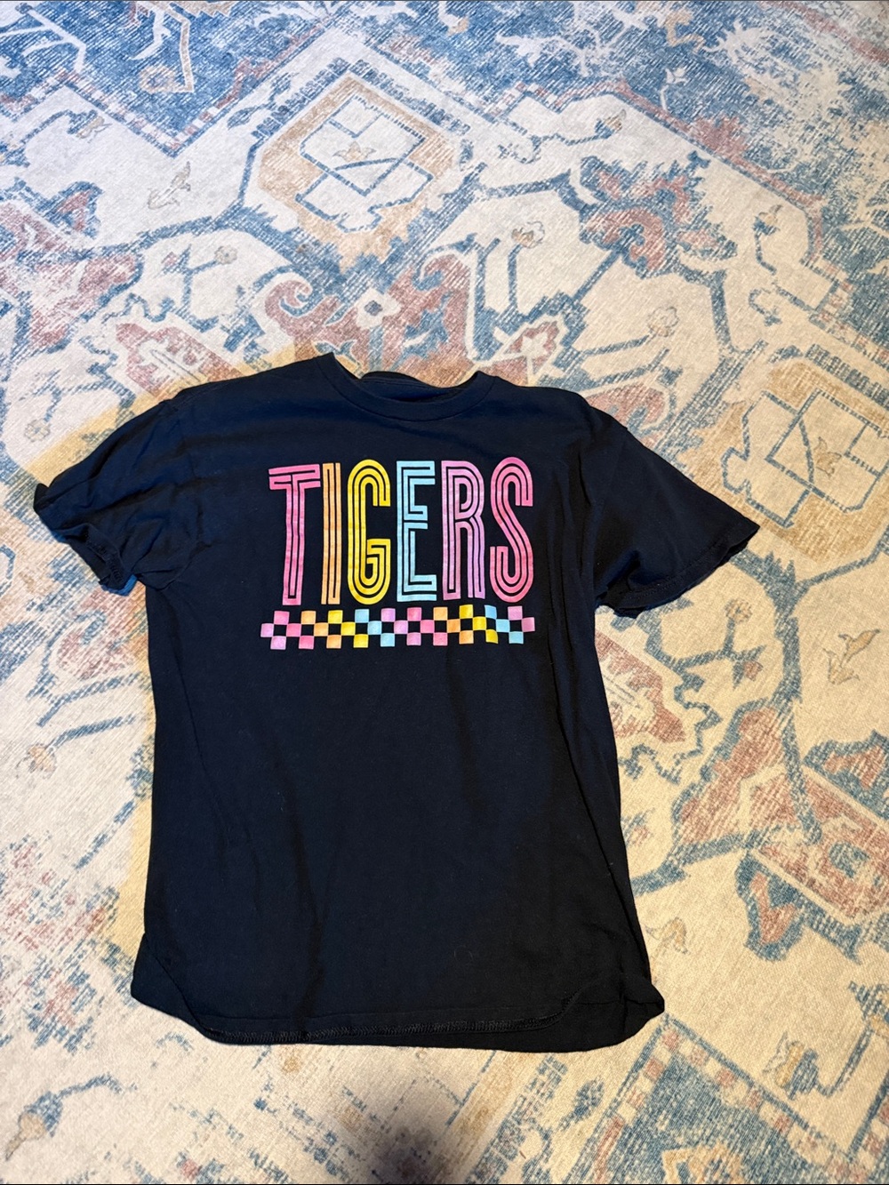 Women’s Black T-Shirt with Multicolor "TIGERS" Graphic
